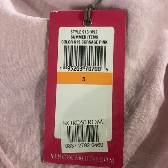 VINCE CAMUTO New With Tags Women's Ruffle Sleeve Henley Blouse See Measurements - Picture 6 of 10